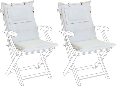Produktbild von BELIANI Auflage für Gartenstuhl Cremeweiß Polsterbezug 2er Set Gartenmöbel