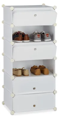 Schoenenrek 6 Fächer, Kunststoff, Weiß, 107x49x37 cm