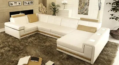 Produktbild von Ecksofa U Form Polster Couch Ledersofa + Hocker