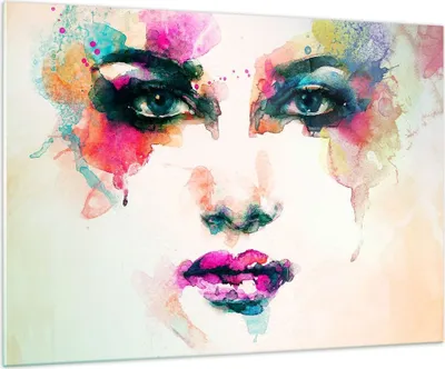 Produktbild von Bilder auf glas - Frau Gesicht Kosmetik - 100x70cm - Glasbilder - Wandbilder - Kunstdruck - zum Aufhängen bereit - Wanddekoration aus Glas - Glas Bilder - Wandbild auf Glas - GAA100x70-3050