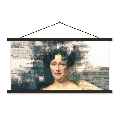 Produktbild von MuchoWow® Textilposter Malerei - Aquarell - Zeitungspapier 120x60 cm mit schwarzem Rahmen - Dekoration Schlafzimmer