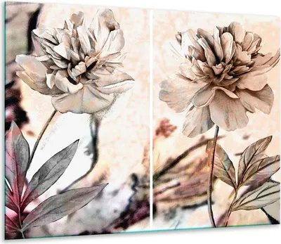 Obrázek produktu pro Kryt varné desky Skleněný kryt varné desky Splashback 60x52cm Květiny