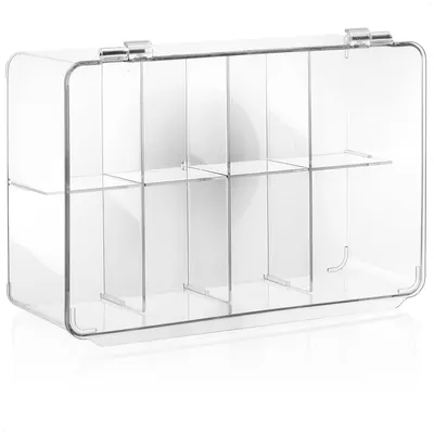 Thee-Aufbewahrungsbox mit 8 Fächern, transparent, 27,5x19,5x9,5 cm