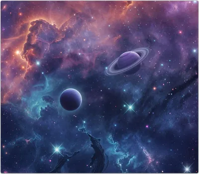 Produktbild von Spritzschutz Herdabdeckplatte Schneidebrett aus Glas Kosmisches Universum 1-Teilig (60x52cm)