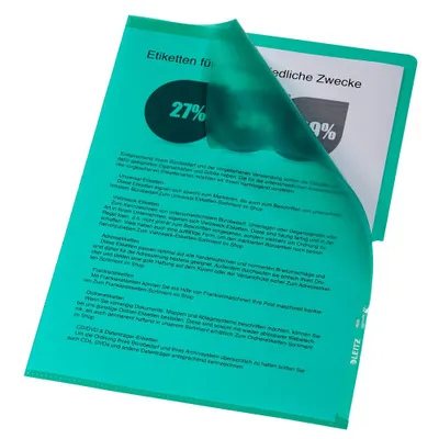 Obrázok produktu pre LEITZ 100er 4000-00-55 Sichthüllen DIN A4 grün genarbt 0,13 mm