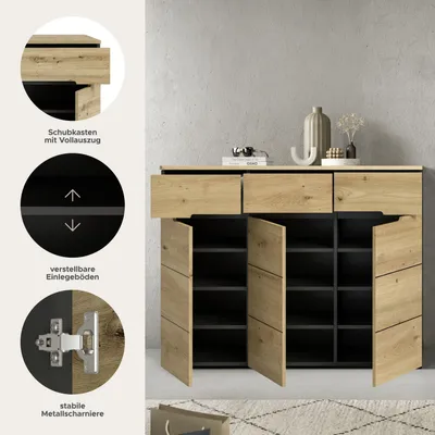 Produktbild von xonox.home Canu Schuhkommode (B/H/T: 94x120x37 cm) in Artisan Nachbildung