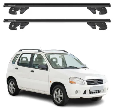 Imagen del producto de Soportes básicos para portaequipajes, para Suzuki Ignis I (2003-2005), modelo restyling, aluminio, con color negro, juego de 2 piezas, Imagen generada por IA