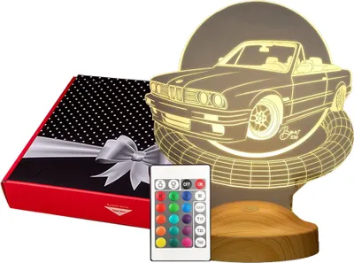Produktbild von GESCHENKELAMPE LED Nachttischlampe Klassische Automobile Nachttischlampe 3D Licht mit Gravur für AutoFans