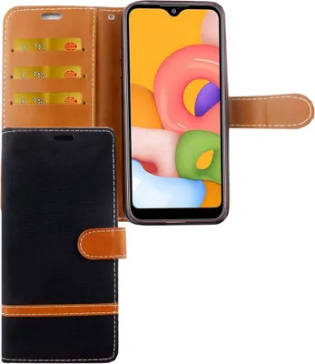 Produktbild von Samsung Galaxy A01 Handy Hülle Schutz-Tasche Case Cover Kartenfach Etuis Schwarz