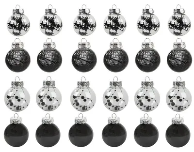 Produktbild von Weihnachtskugeln für den Weihnachtsbaum 6 cm Set 24 Stück schwarz festlich