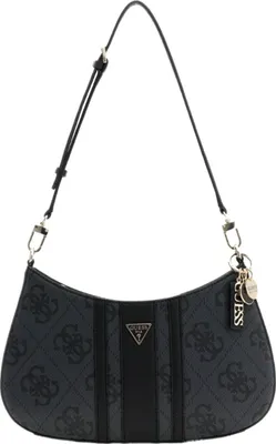 Image de GUESS Sacs Sac à bandoulière en similicuir Noelle II Top Zipper Shoulder Bag coal logo