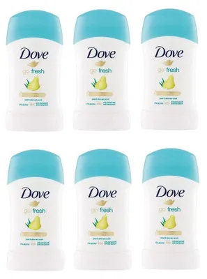 Produktbild von 6x Dove Go Fresh Deo Stick Pera e Aloe Vera Birne und Aloe Vera 48h Deodorant Anti-transpirant 0% Alkohol 30ml