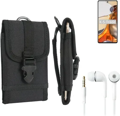 Produktbild von K-S-Trade Holster Schutz Hülle kompatibel mit Xiaomi 11T Pro Gürteltasche Handy Hülle Tasche outdoor Seitentasche schwarz 1x + Kopfhörer