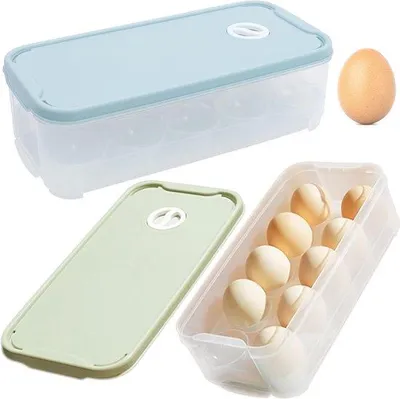Zdjęcie produktu dla Ibenzoa® Zestaw 2 pojemników na jajka wykonanych z tworzywa PP – 10 przegródek, możliwość układania w stos, wymiary 61×30×19 cm, kolor niebieski i zielony, oszczędne przechowywanie w lodówce