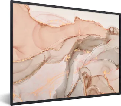 Produktbild von MuchoWow® Gerahmtes Poster Marmor - Rosa - Rosa 80x60 cm - Poster mit Schwarzem Bilderrahmen Wandposter Rahmen Foto Bilder - Schwarzem - Mit Gestell