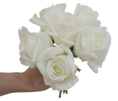 Künstliche Rosen, 6 Stück, 10,2 Zoll, Seide, weiß, für Brautsträuße und Deko