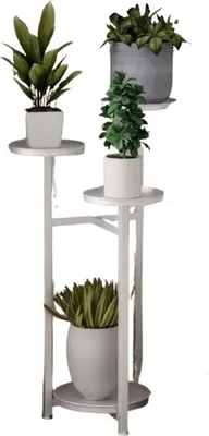 Zdjęcie produktu dla Stojak na rośliny, nowoczesny design, kilka poziomów, biały - 80CM