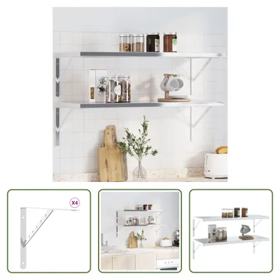 Obrázek produktu pro The Living Store Policové držáky 4 ks 40x2,5x25 cm stříbrná nerezová ocel