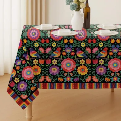Immagine prodotto di Tovaglia con motivi messicani, lavabile, dimensioni 213x152 cm, idrorepellente, in poliestere