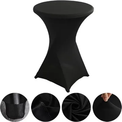 Obrázok produktu pre Go Go Gadget – Poťah na barový stôl – Sukňa na barový stôl – Barový stôl – Pružný materiál – 80 cm – Čierna farba