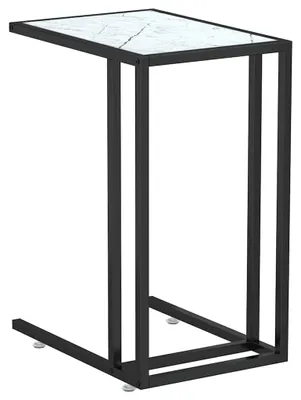 Produktbild von vidaXL Computer-Beistelltisch Weiß Marmor 50x35x65 cm Hartglas