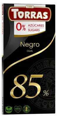 Zdjęcie produktu dla CZEKOLADA GORZKA 85 % BEZ CUKRU BEZGLUTENOWA 75 g - TORRAS