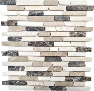 Produktbild von Mosani MOS40-0195, Mosaik, Marmor, Beige, Braun, Indoor, Rechteck, 305 mm