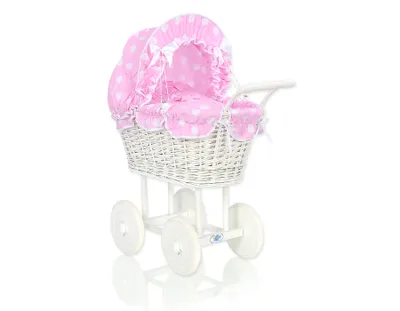 Produktbild von Wiklinwagen MY SWEET BABY weiß mit rosa Bettwäsche für Puppen