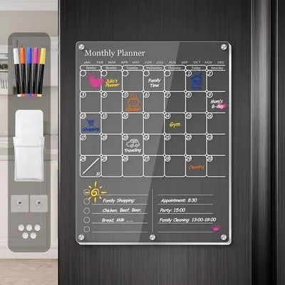 Produktbild von Magnetischer Kühlschrankkalender & Wochenplaner 2025 - Transparent Abwischbares Board