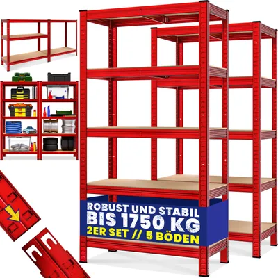 Immagine prodotto di MONZANA® 2x Scaffali Metallo 180x90x40cm Portata Totale 1750 Kg 10 Pannelli MDF Scaffalatura Metallo Scaffali ad Alta Portata Scaffale Cantina