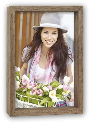 Image de Cadre photo en bois rectangulaire brun pour 13x18 cm
