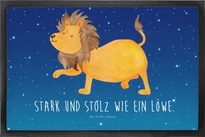Produktbild von Mr. & Mrs. Panda Fußabtreter Sternzeichen Löwe 50 x 75 cm - Sternenhimmel Blau - Geschenk, fußmatte, König Der Tiere, Fussmatte, Schmutzfangmatte, Geburtstag August, Juli
