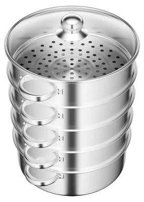 Immagine prodotto di Vaporiera, design a 5 livelli, grande capacità, argento