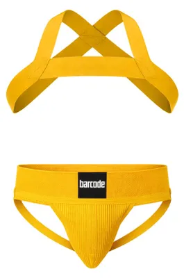 Immagine prodotto di Barcode Berlin - Intimo da Uomo Sospensorio - Multipack 1x Sergey Jockstrap + 1x Matt Harness Yellow - Taglia L