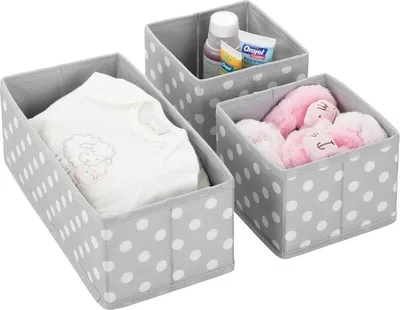 Produktbild von Aufbewahrungsbox Stoffkisten Organizer mDesign 3er Set hellgrau/weiß gepunktet