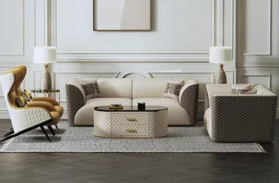 Produktbild von Garnitur 3+2 Sitzer Couchtisch Beistelltisch Wohnlandschaft Sofa Couch 3tlg. Neu