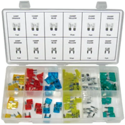 Produktbild von Kunststoff Sicherungen  Typ 100 + Mini FK1 Flachsicherung Sortiment 80-tlg.
