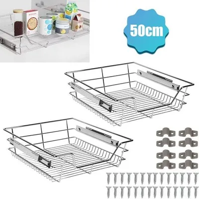 Immagine prodotto di Cassetti telescopici per cucina e camera da letto, adatti a mobili con larghezza di 50 cm, dimensioni: 415 x 445 x 135 mm