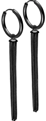Produktbild von Chirurgenstahl Ohrclicker Creolen QUASTE Schwarz Innendurchmesser: 14mm + Designstärke: 1,6mm