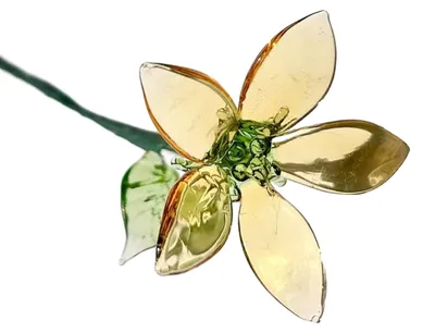 Produktbild von Handgefertigte Glasblume mit Drahtstiel, mundgeblasen, farbig glasiert, Mini-Blumenfigur, Dekoration für Wohnzimmer, Büro, Tisch, Blumenvase, Ornament