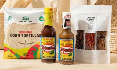 Image de Kit Fiesta & Taco mexicain – tortillas de maïs, sauces El Yucateco Habanero et trio de piments séchés