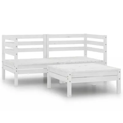 Produktbild von vidaXL 3-tlg. Garten-Lounge-Set Weiß Kiefer Massivholz