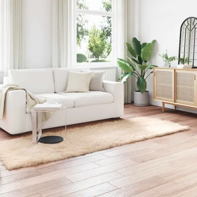 Imagen del producto de vidaXL Alfombra de piel sintética TAFALLA, color beige, 80 x 250 cm, de poliéster