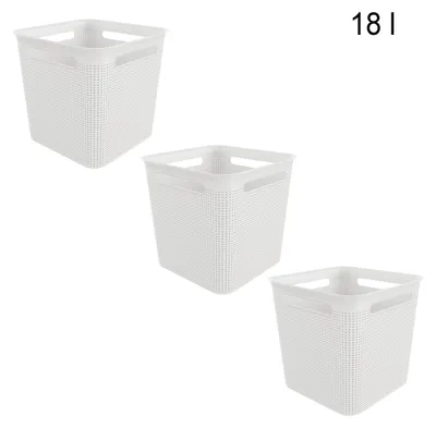 Produktbild von Rotho 3er Set Aufbewahrungsboxen 18L Brisen - Organizer je 29,1 x 29,1 x 28,1 cm - Dekobox aus Kunststoff - Aufbewahrungsbehälter