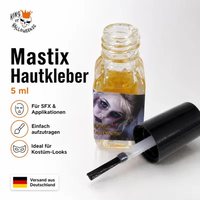 Produktbild von Mastix Hautkleber 5 ml – SFX Kleber für Latexwunden, Narben & Halloween-Applikationen, Make-up Zubehör für Cosplay, Fasnacht, Karneval, Theater & Mottoparty