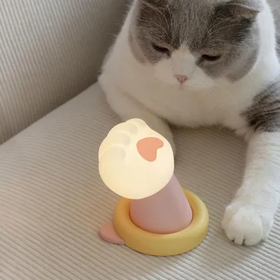 Produktbild von Niedliche Paw Touch Lampe, dimmbares Nachtlicht mit Timer, USB wiederaufladbar, Silikon-Lampe für Kinderzimmer