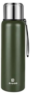 Thermoflasche 1000 ml, doppelwandig, auslaufsicher, Edelstahl, Grün