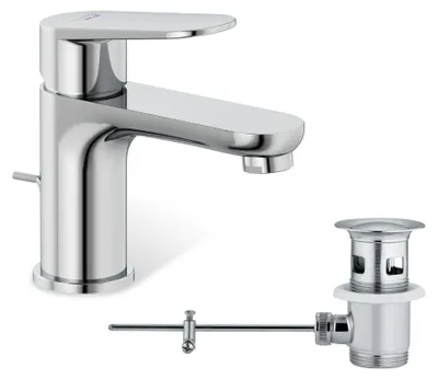Produktbild von KLUDI-X1 Wasserhahn Bad mit Zugstangen-Ablauf, Auslaufhöhe 75 mm, wassersparende