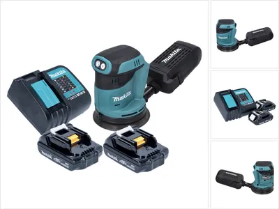 Produktbild von Makita DBO 180 SY Akku Exzenterschleifer 18 V 125 mm + 2x Akku 1,5 Ah + Ladegerät