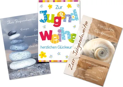 Produktbild von Jugendweihe - Mehrfachpackung 3er - 3 Karten – 3 Umschläge – im